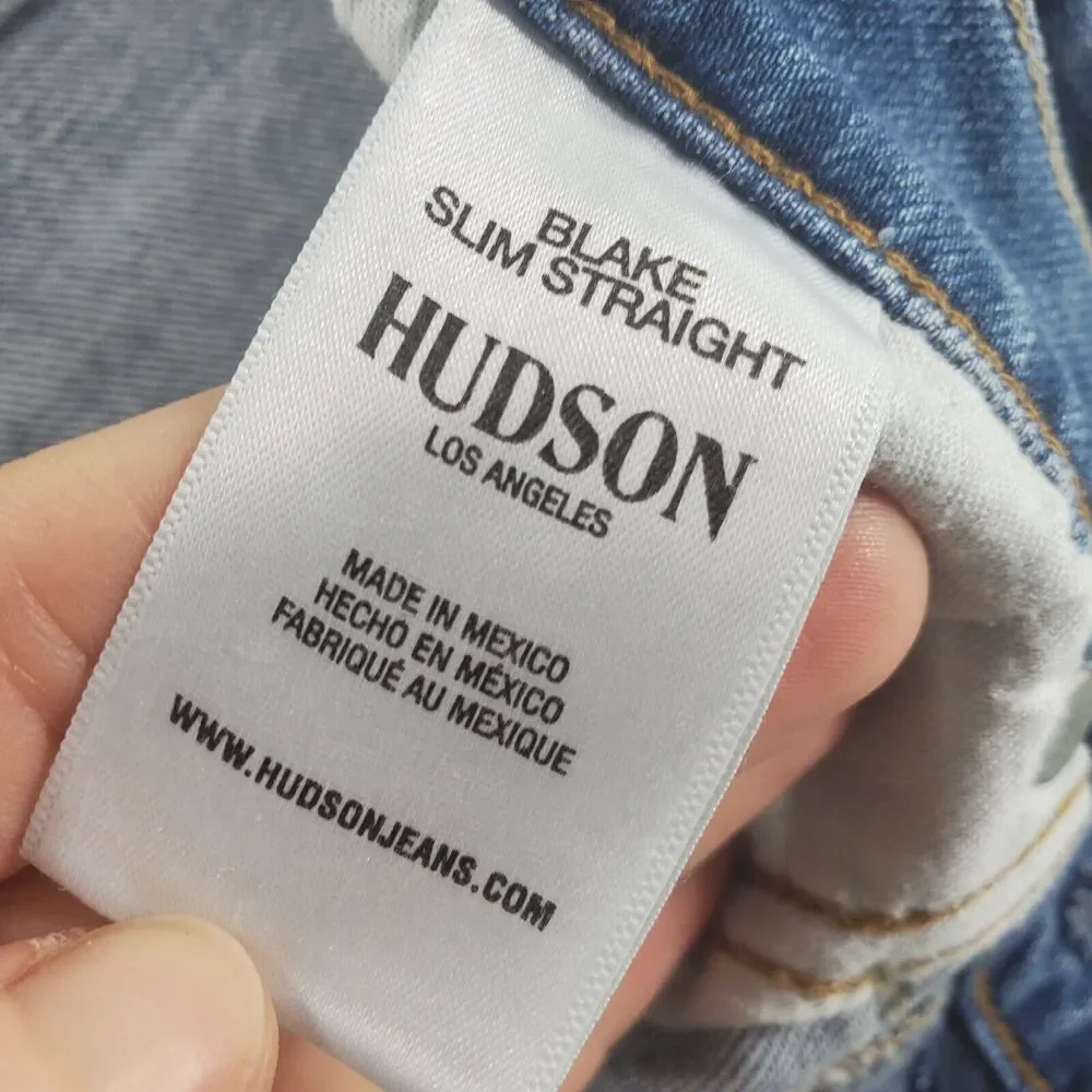 36 actual (38x29) Hudson Blake Slim Straight Men's Jeans 36 Denim Medium Light